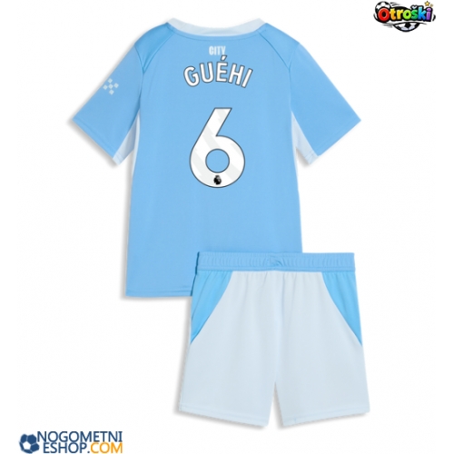 Otroški Nogometni dresi Manchester City Marc Guehi #6 Domači 2026-27 Kratek Rokav (+ Kratke hlače)